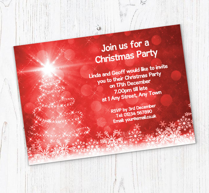 red sparkles party invitations