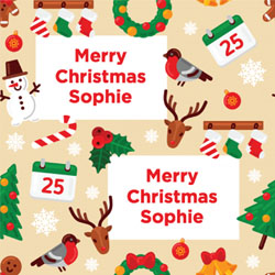 christmas elements wrapping paper