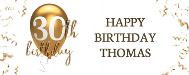 30th gold birthday balloon party banner