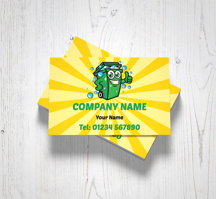 green wheelie bin cleaning business cards