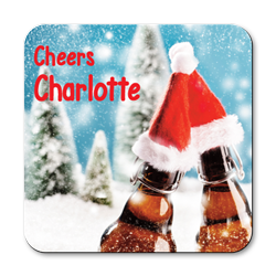 personalised christmas beers coasters