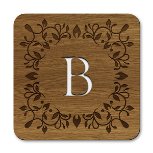 monogram letter b wooden coasters