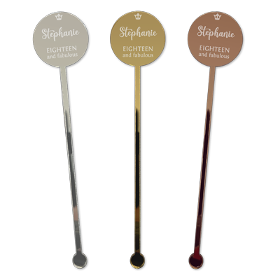 personalised 18 and fabulous drink stirrers