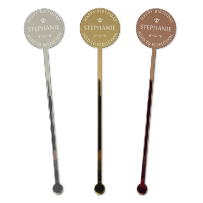 personalised aged to perfection drink stirrers