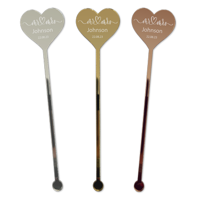 personalised mr and mrs drink stirrers