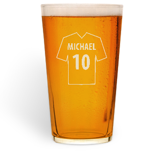 personalised football shirt pint glass