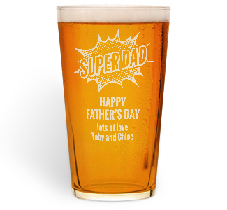 personalised super dad pint glass