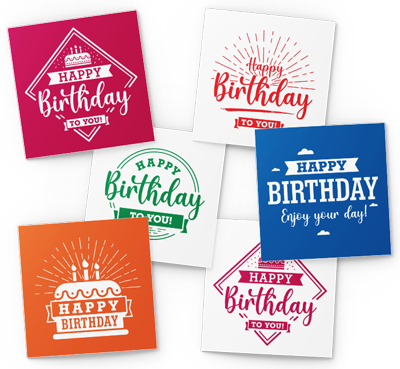 typographic birthday card pack
