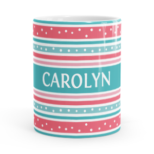 personalised stripes and dots mug