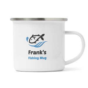 personalised fishing enamel mug