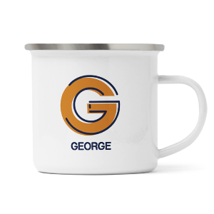 personalised outline initial letter g enamel mug