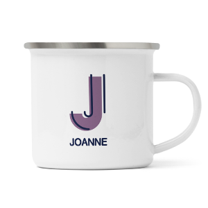 personalised outline initial letter j enamel mug