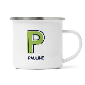 personalised outline initial letter p enamel mug