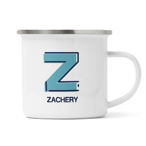 personalised outline initial letter z enamel mug