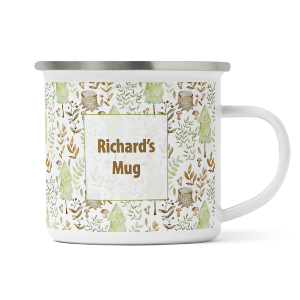 personalised woodland enamel mug