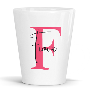 personalised alphabet f is for latte mug