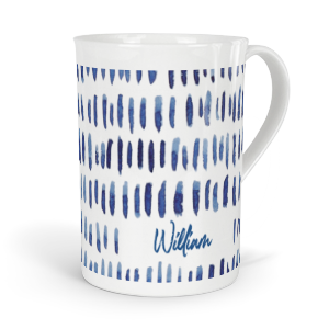 personalised indigo dashes fine bone china mug