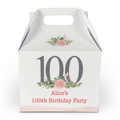 100th pink flower party boxes