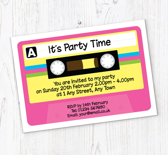 80's cassette tape party invitations