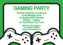 green gaming party invitations