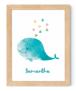 personalised whale framed wall art