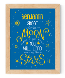 personalised shoot for the moon framed wall art