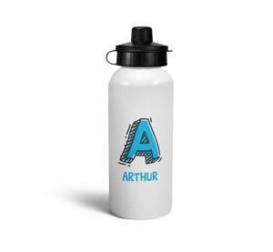 personalised letter a doodle sports water bottle