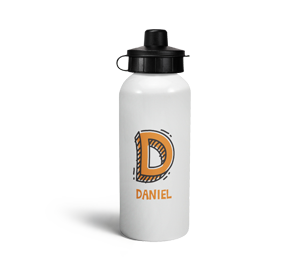 personalised letter d doodle sports water bottle