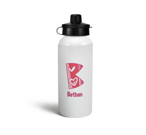 personalised hearts letter b sports water bottle