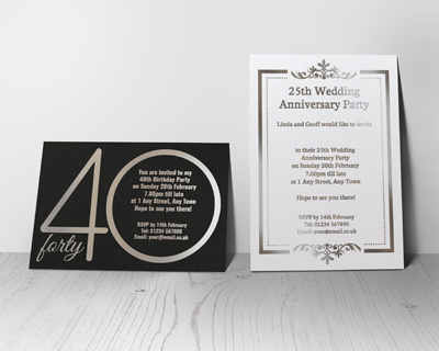 silver foil party invitations