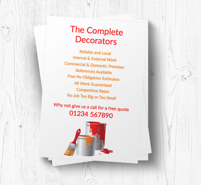 orange and red paint tins leaflets