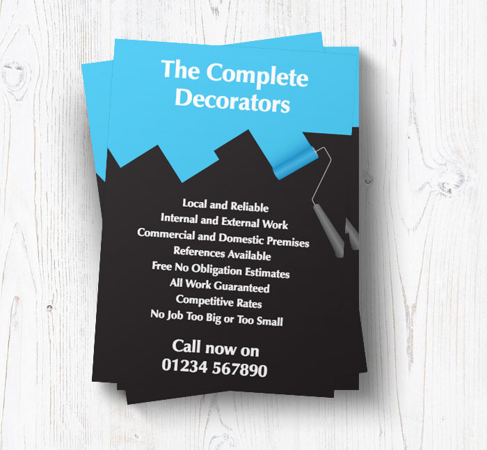 blue paint roller leaflets