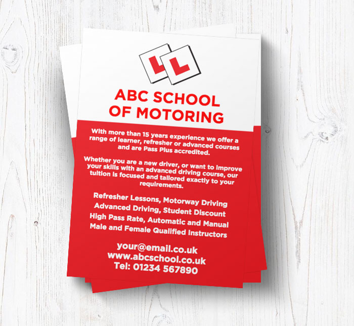 L plates portrait leaflets