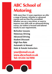 L plate car leaflets