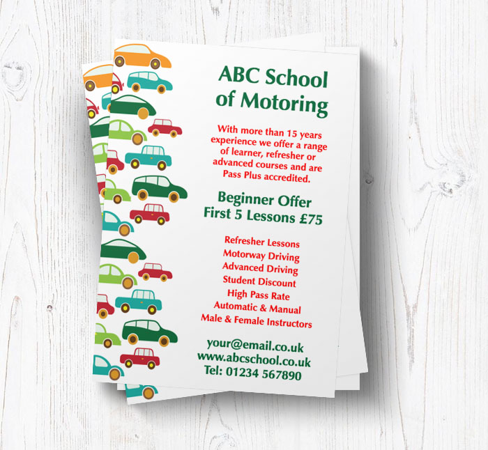 multi coloured cars leaflets