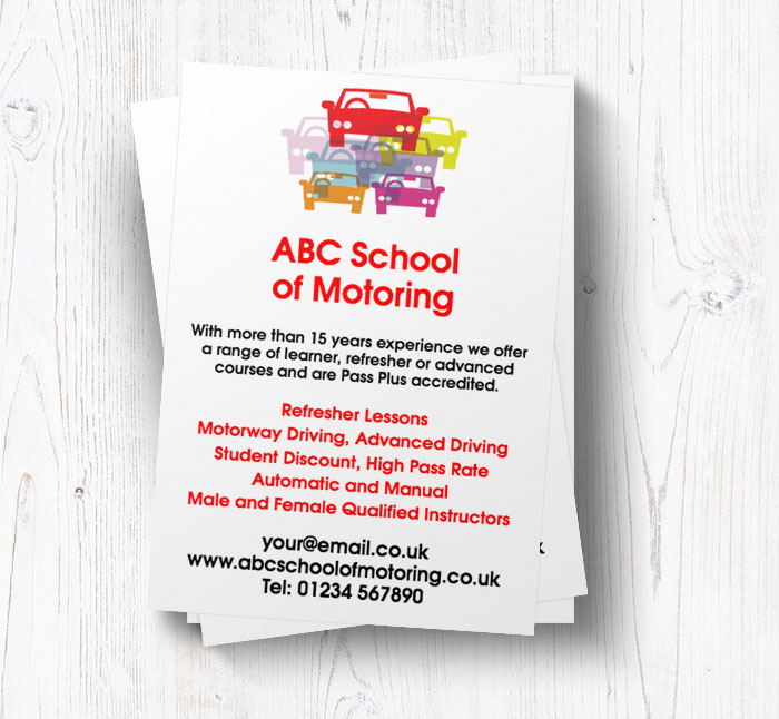 motoring school leaflets