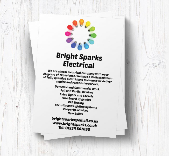 multi coloured light bulbs leaflets