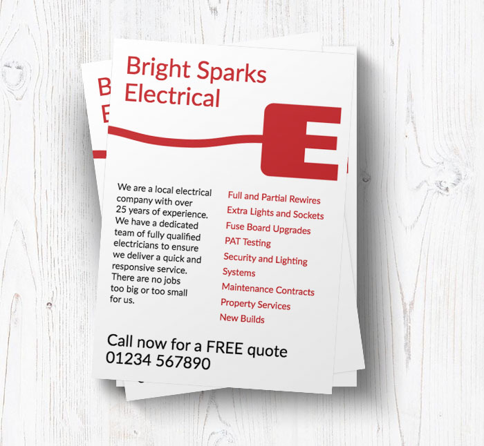 E for electrician leaflets