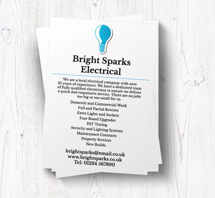 blue light bulb leaflets