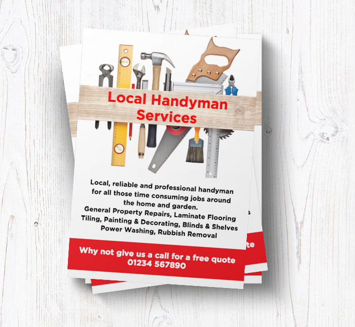 Handyman Leaflets | Customise Online Plus Free Delivery | Putty Print