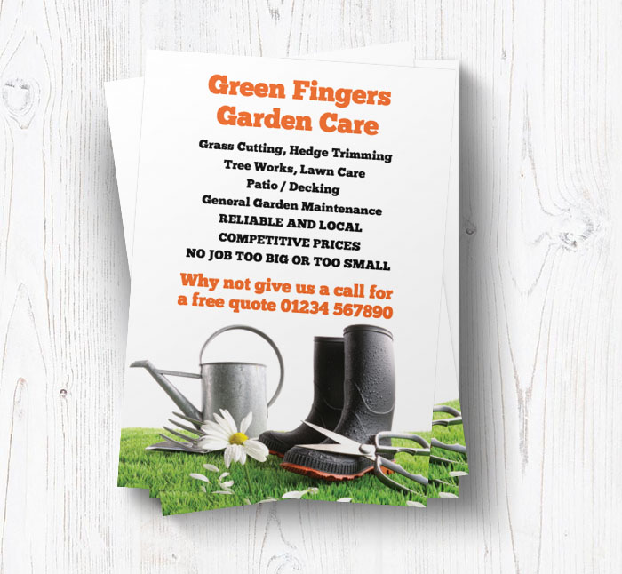 watering can and wellies leaflets