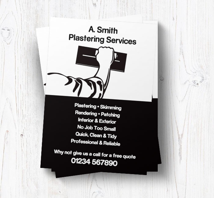 black and white plastering leaflets