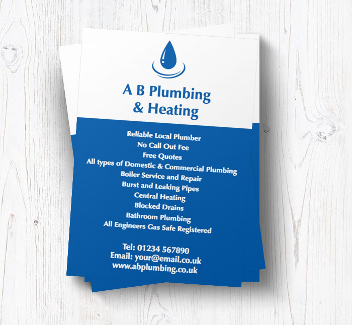 blue plumbing leaflets