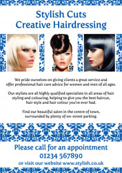 blue hairdressing leaflets