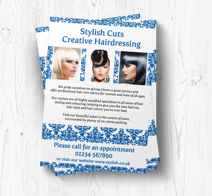 blue hairdressing leaflets