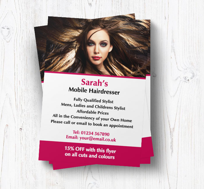 Mobile Hairdressing Leaflets Customise Online Plus Free Delivery