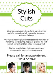 professional hair stylist leaflets