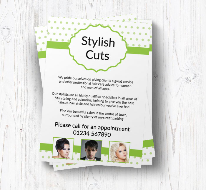 professional hair stylist leaflets