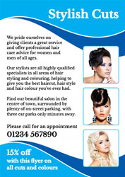 blue wave hairdressing leaflets