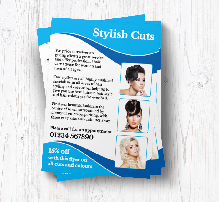 blue wave hairdressing leaflets